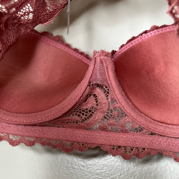 Sophie B. Lace Floral Push Up Underwire Sexy Lingerie Bra Pink Mauve 32 A - Picture 7 of 7